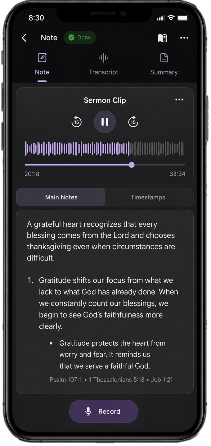 Review sermon audio and notes